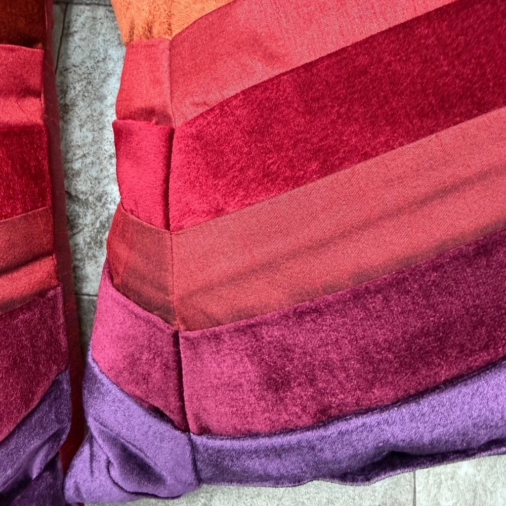 3 Pier 1 One decorative accent rainbow pillows 18‎ x 18 velvet velour